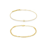 14k Delicate Chain Bracelet and Hand Chain Set