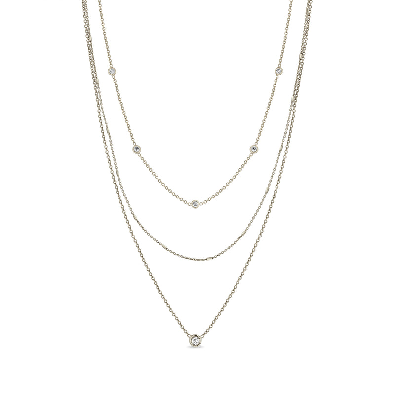 14k Delicate Floating Diamond Necklace Set