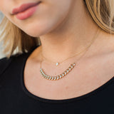 14k Gold Large Curb Chain Station Necklace - SALE