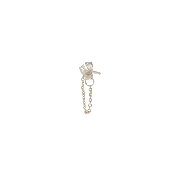 14k Princess Diamond Chain Huggie Earring - SALE