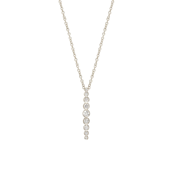 14k Vertical Graduated Diamond Bezel Bar Necklace - SALE