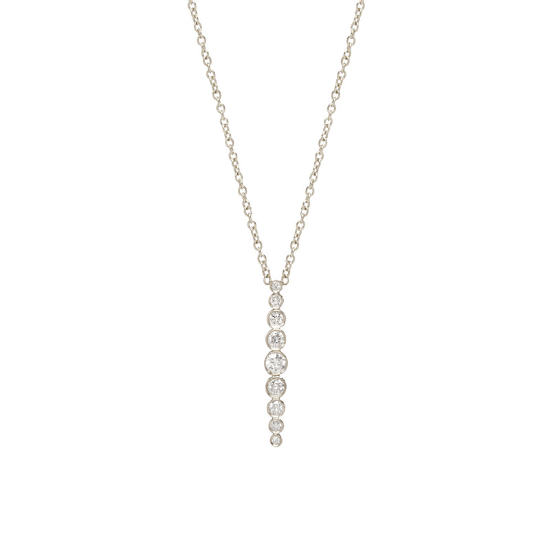 14k Vertical Graduated Diamond Bezel Bar Necklace - SALE