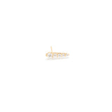 Zoe Chicco 14k gold stud earring with 5 white diamonds of graduating sizes on a white background