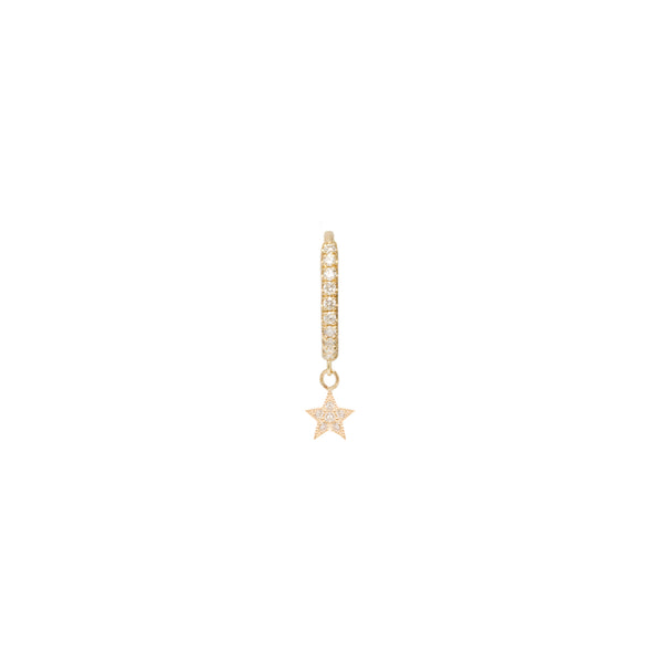 14k Itty Bitty Pavé Diamond Star Medium Hinge Huggie Hoop - SALE