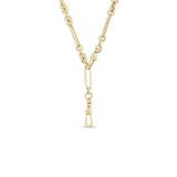 14k Gold Large Mixed Paperclip & Link Chain Necklace with two Fobs
