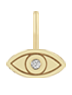 Zoe Chicco 14k gold evil eye charm with a single white diamond in the center on a transparent background