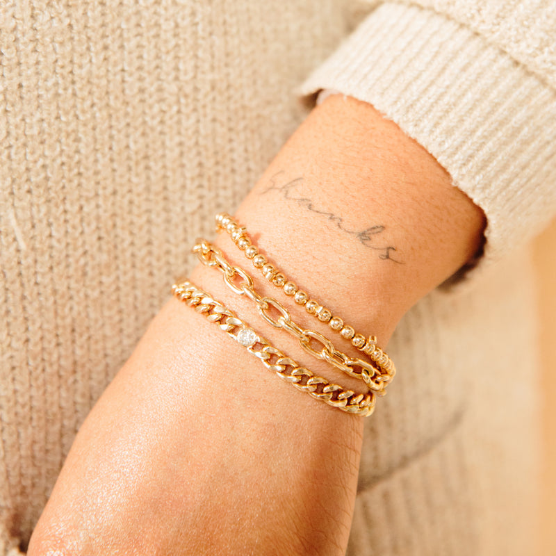 Zoe Chicco Medium Curb chain bracelet with floating diamond