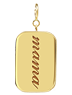 Zoe Chicco 14k gold rectangular pendant with engraved text on a transparent background