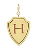 Zoe Chicco 14k gold shield-shaped pendant with a letter 'H' on a transparent background