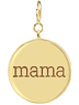 Zoe Chicco 14k gold circle pendant with 'mama' engraved on a transparent background