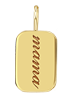 Zoe Chicco 14k gold rectangular pendant with engraved text on a transparent background