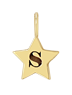 Zoe Chicco 14k gold star-shaped pendant charm with letter 'S' on a transparent background