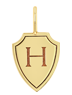 Zoe Chicco 14k gold pendant shaped like a shield with a letter 'H' on it