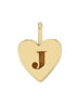 Zoe Chicco 14k gold heart-shaped pendant with a letter 'J' on a white background