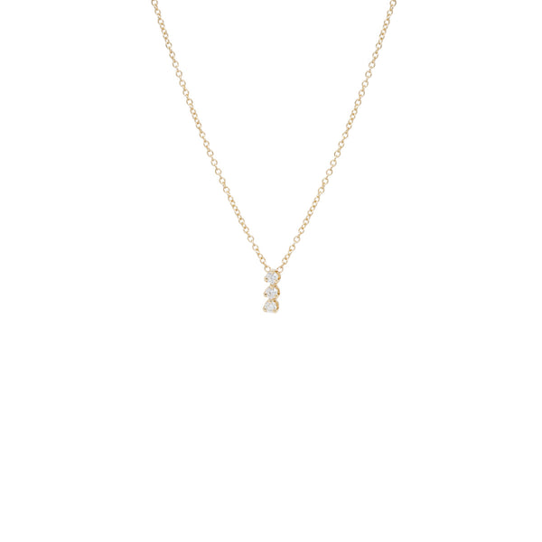 14k 3 Vertical Prong Diamond Necklace - SALE