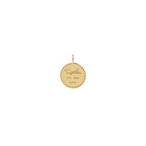 14k Single Small Mantra with Heart Border Disc Charm