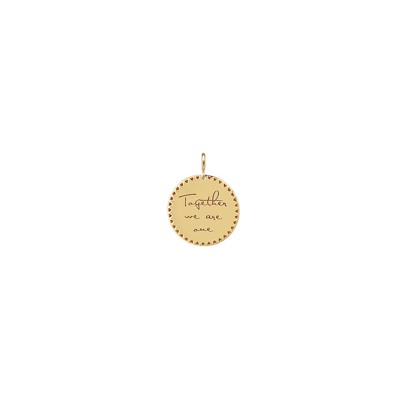 14k Single Small Mantra with Heart Border Disc Charm
