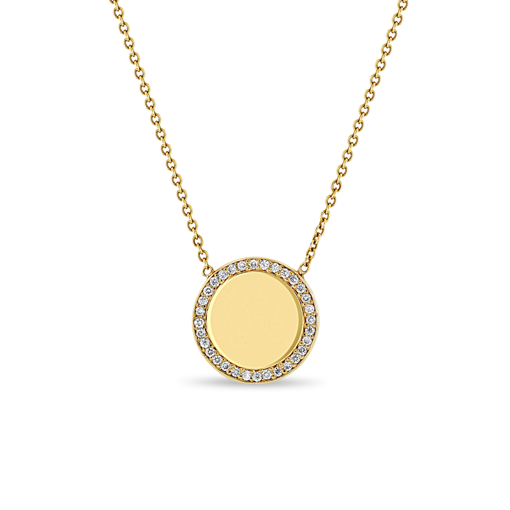 Zoe Chicco 14kt Gold Engraved Initial Halo Disc Necklace – ZOË CHICCO
