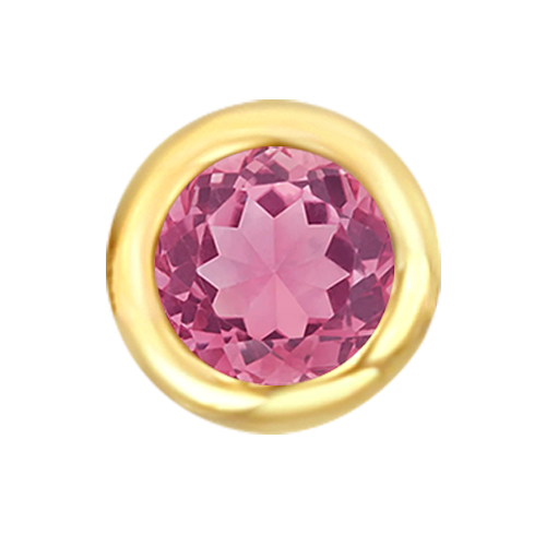 Yellow Gold Floating Pink Tourmaline - October