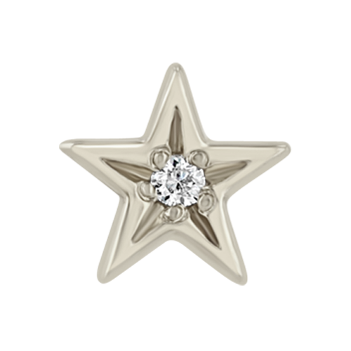 Star-shaped pendant with a diamond on a white background