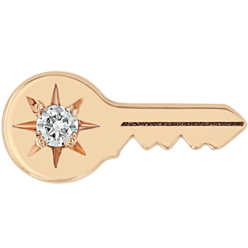 Zoë Chicco 14k Rose Gold Itty Bitty Star Set Diamond Key