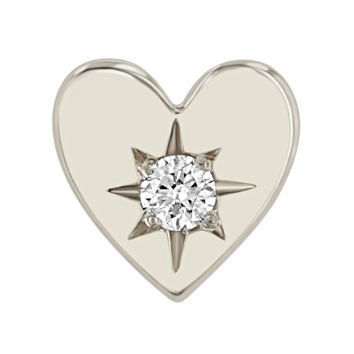Zoë Chicco 14k White Gold Itty Bitty Star Set Diamond Heart