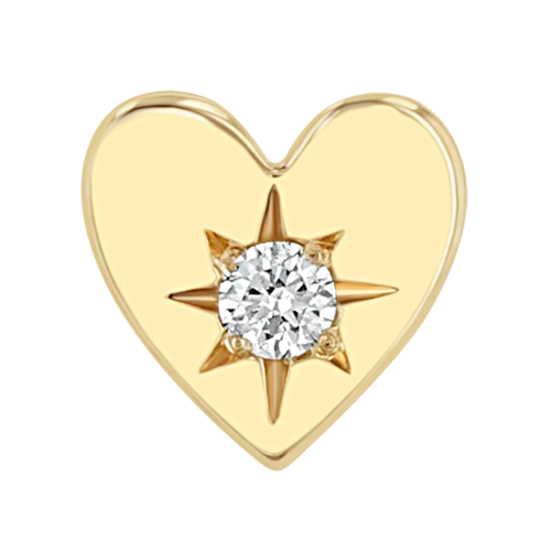 Zoë Chicco 14k Yellow Gold Itty Bitty Star Set Diamond Heart