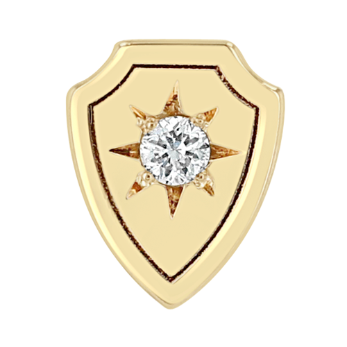 Zoë Chicco 14k Yellow Gold Itty Bitty Star Set Diamond Shield