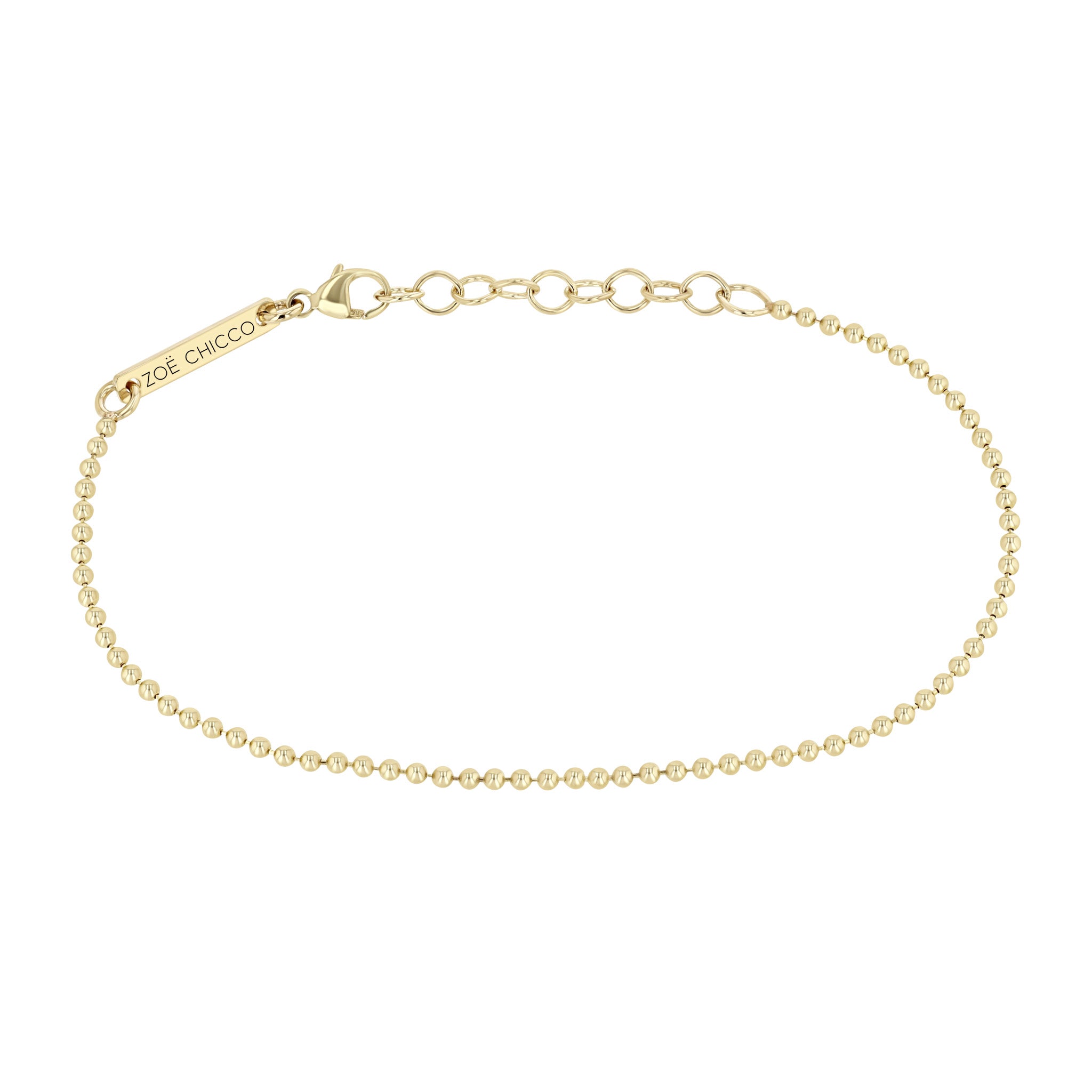 Zoe Chicco 14k Gold Bead Chain Bracelet on a white background