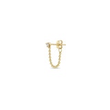 Single Zoë Chicco 14k Gold Prong Diamond Bead Chain Huggie Earring