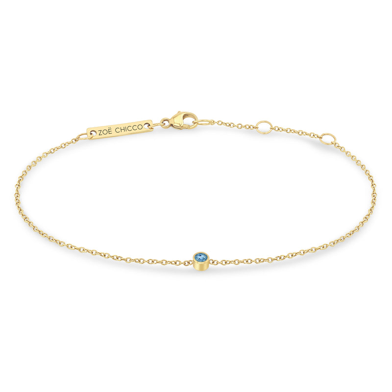 Zoe Chicco 14k Gold Single Aquamarine Bezel Bracelet | March Birthstone