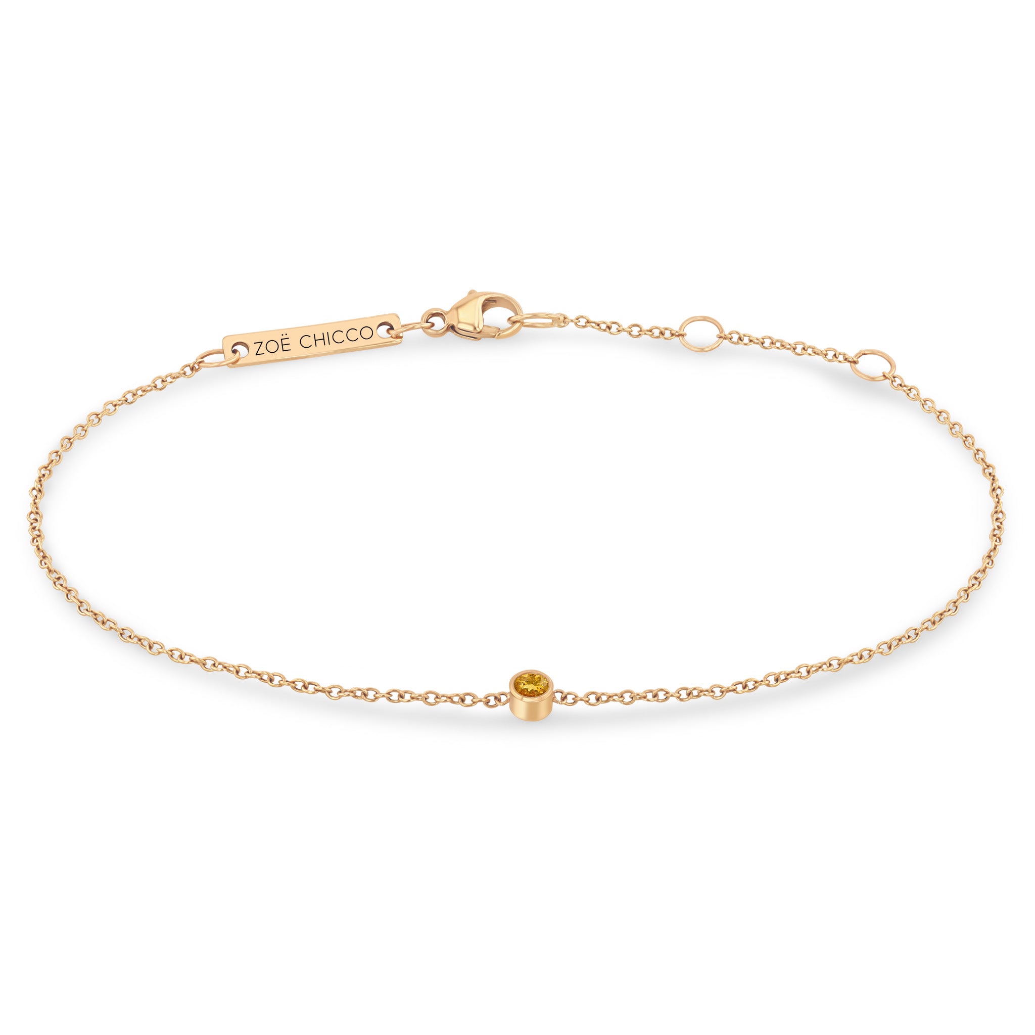 Zoë Chicco 14k Gold Single Citrine Bezel Bracelet | November Birthstone