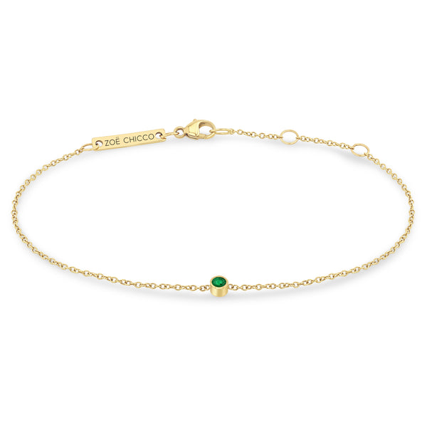 Zoë Chicco 14k Gold Single Emerald Bezel Chain Bracelet | May Birthstone