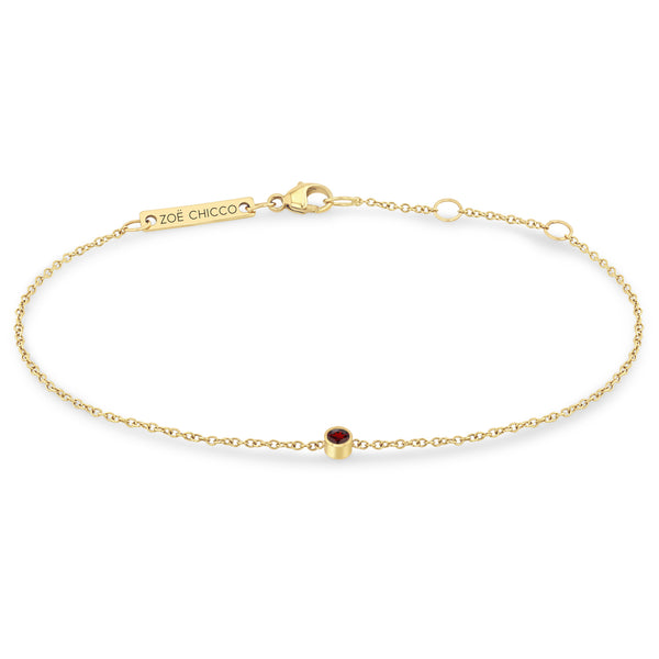 Zoe Chicco 14k Gold Single Garnet Bezel Bracelet | January Birthstone