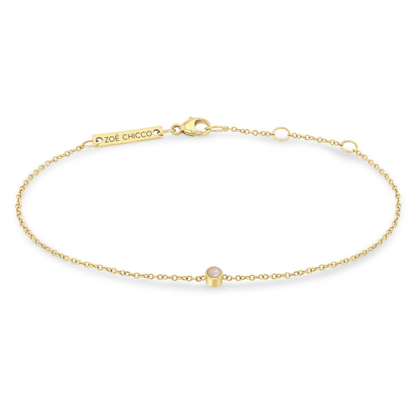 Zoe Chicco 14k Gold Single Opal Bezel Chain Bracelet | October Birthstone