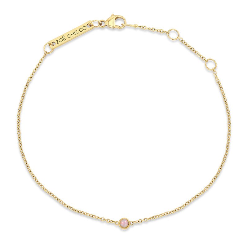 top down view of a Zoe Chicco 14k Gold Single Opal Bezel Chain Bracelet | October Birthstone