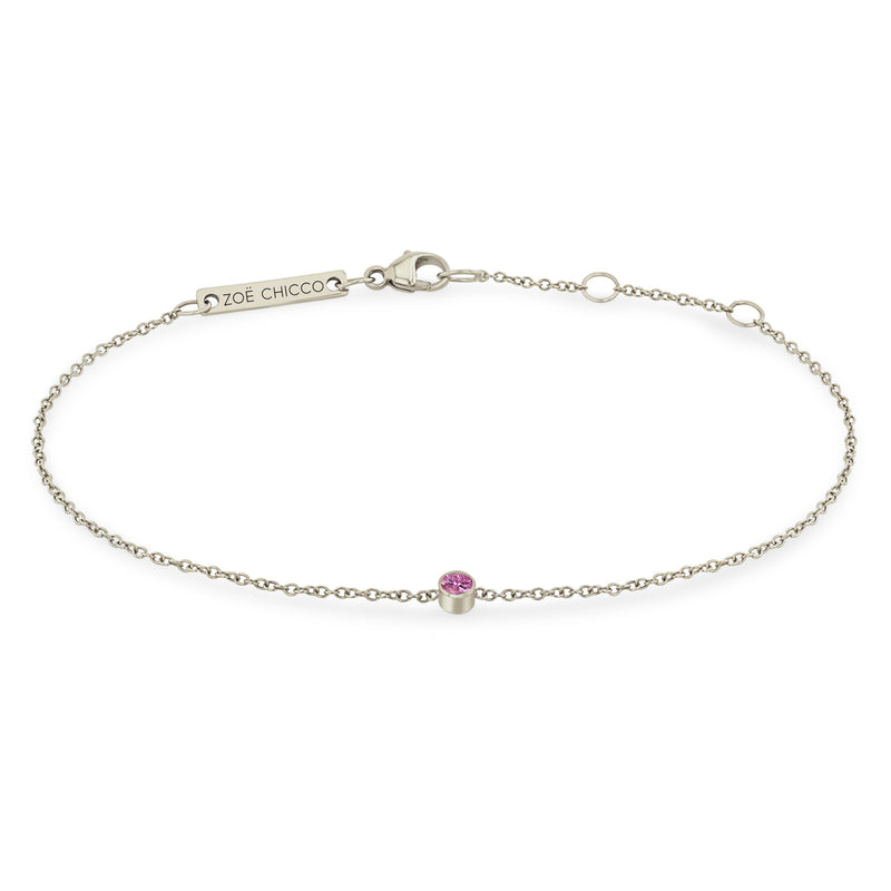 Zoë Chicco 14k Gold Single Pink Sapphire Bezel Bracelet