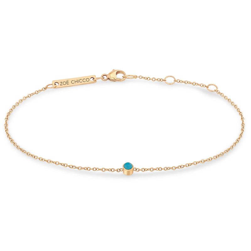 Zoë Chicco 14k Gold Turquoise Bezel Chain Bracelet | December Birthstone