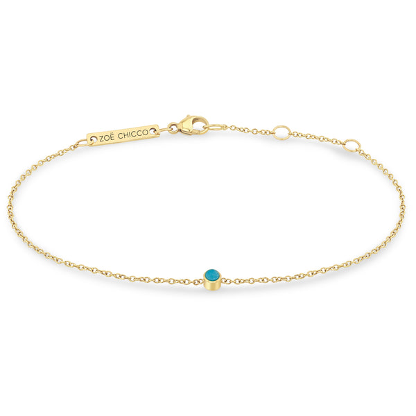  Zoë Chicco 14k Gold Turquoise Bezel Chain Bracelet | December Birthstone