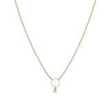 Zoë Chicco 14k Rose Gold Circle Necklace with Dangling Diamond Bezel