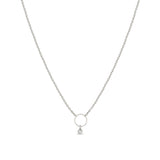 Zoë Chicco 14k White Gold Circle Necklace with Dangling Diamond Bezel