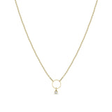 Zoë Chicco 14k Yellow Gold Circle Necklace with Dangling Diamond Bezel