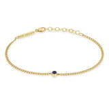 Zoë Chicco 14k Gold Blue Sapphire Bezel XS Curb Chain Bracelet