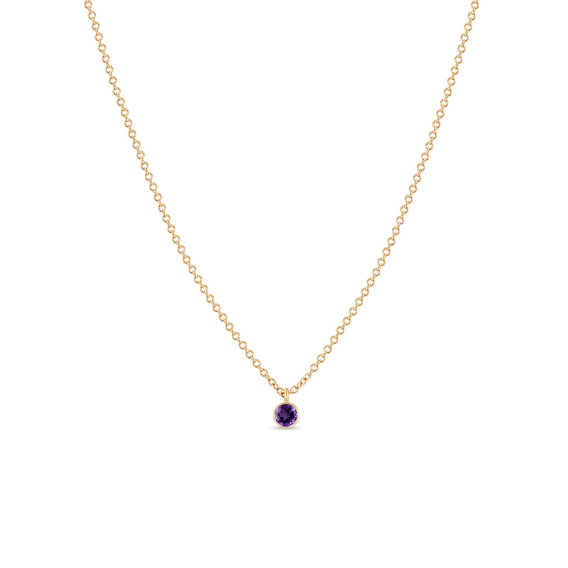 Zoë Chicco 14k Gold Single Amethyst Pendant Necklace | February Birthstone