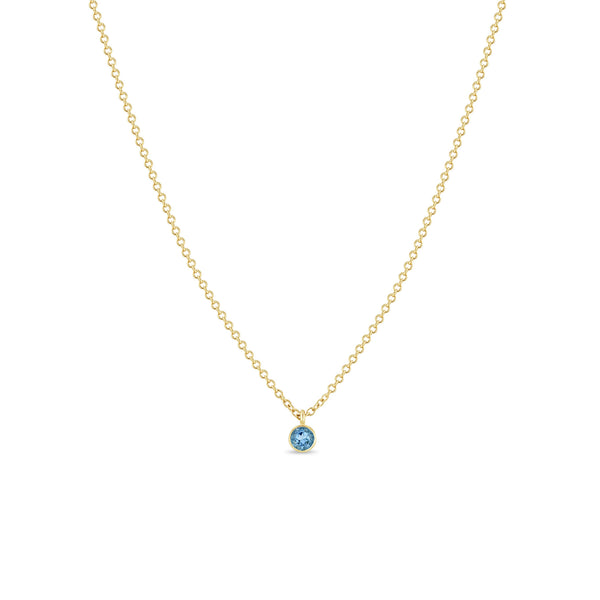 Zoë Chicco 14k Gold Single Aquamarine Pendant Necklace | March Birthstone