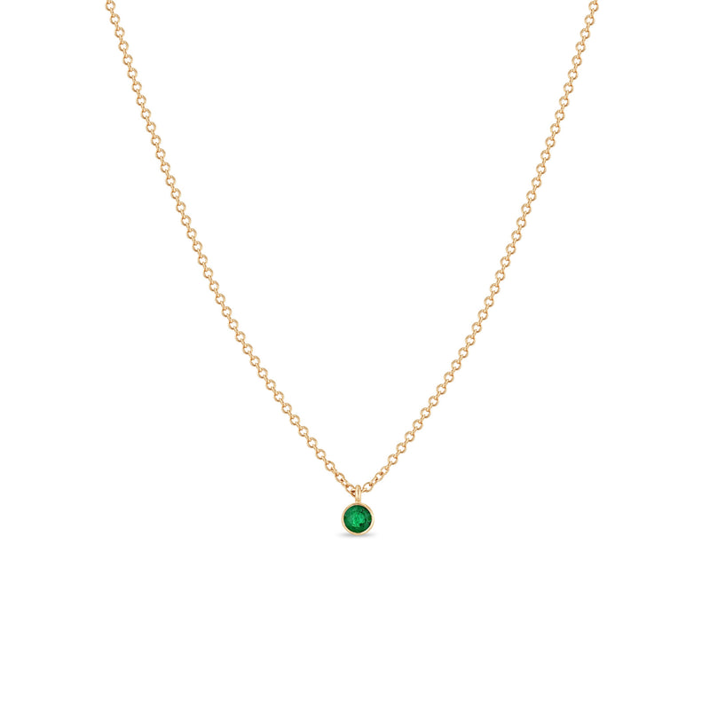 Zoë Chicco 14k Gold Single Emerald Pendant Necklace | May Birthstone