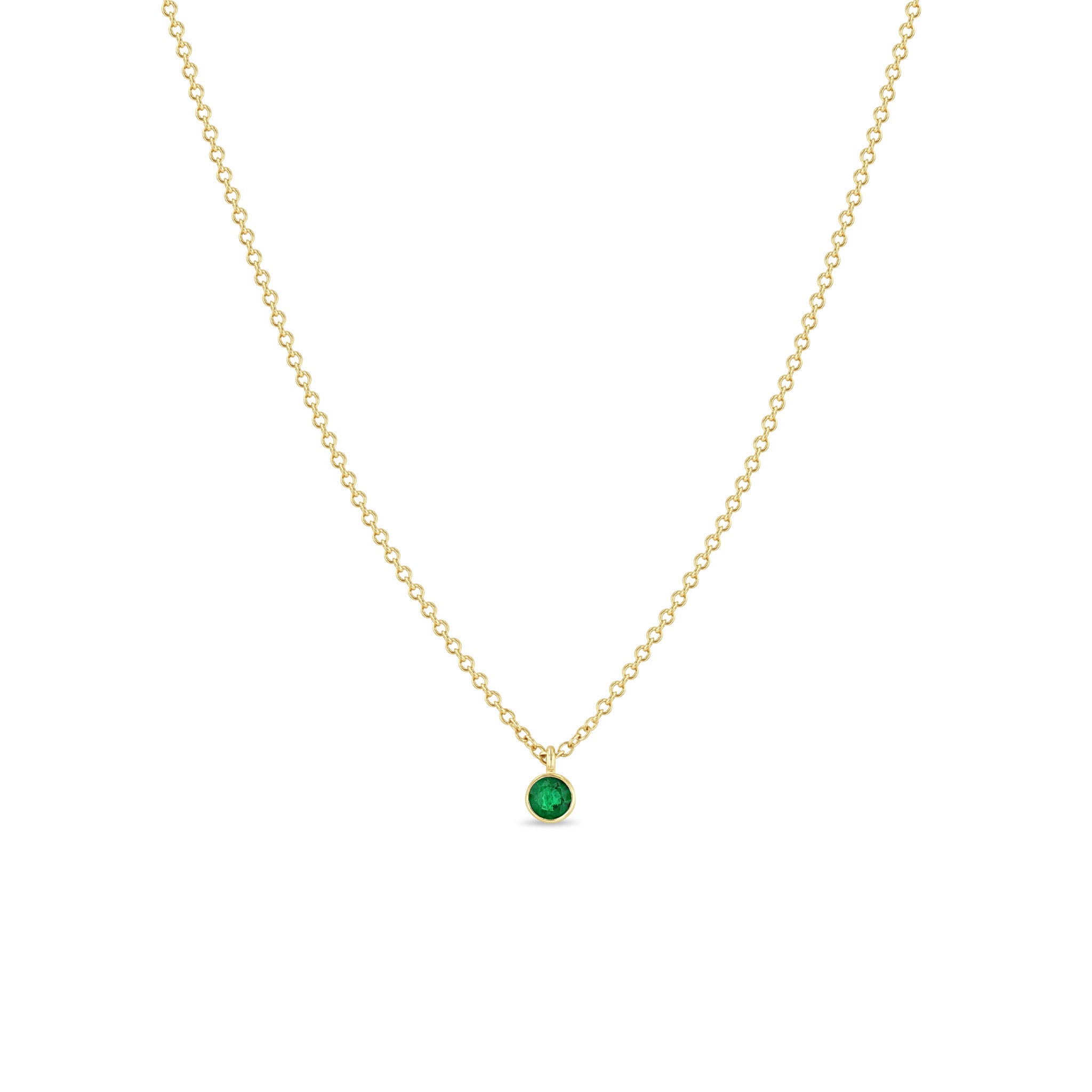 Zoë Chicco 14k Gold Single Emerald Pendant Necklace | May Birthstone