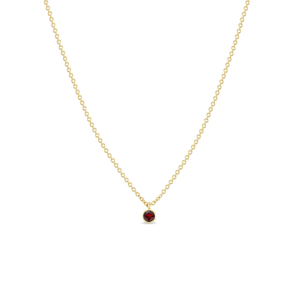 Zoë Chicco 14k Gold Single Garnet Pendant Necklace | January Birthstone