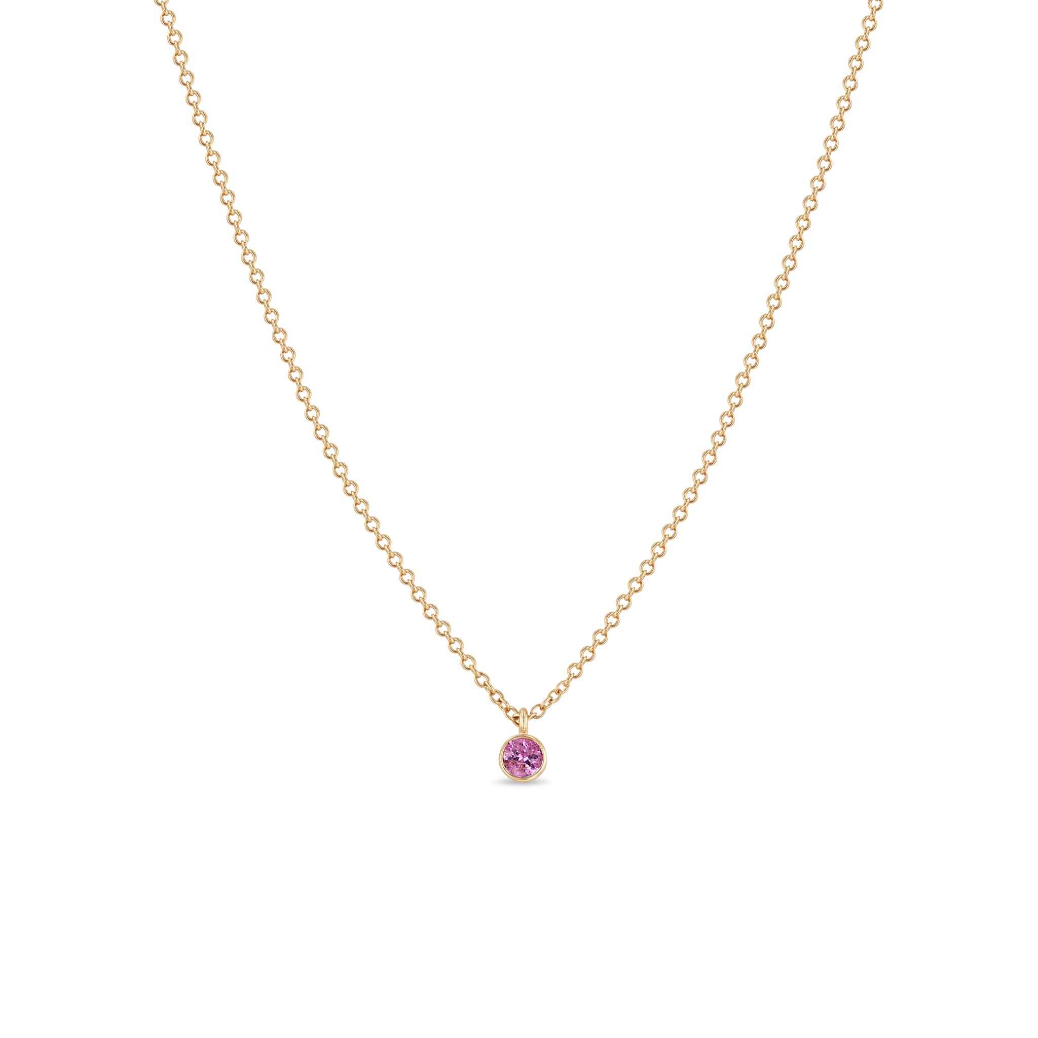 Zoë Chicco 14k Gold Single Pink Sapphire Bezel Pendant Necklace