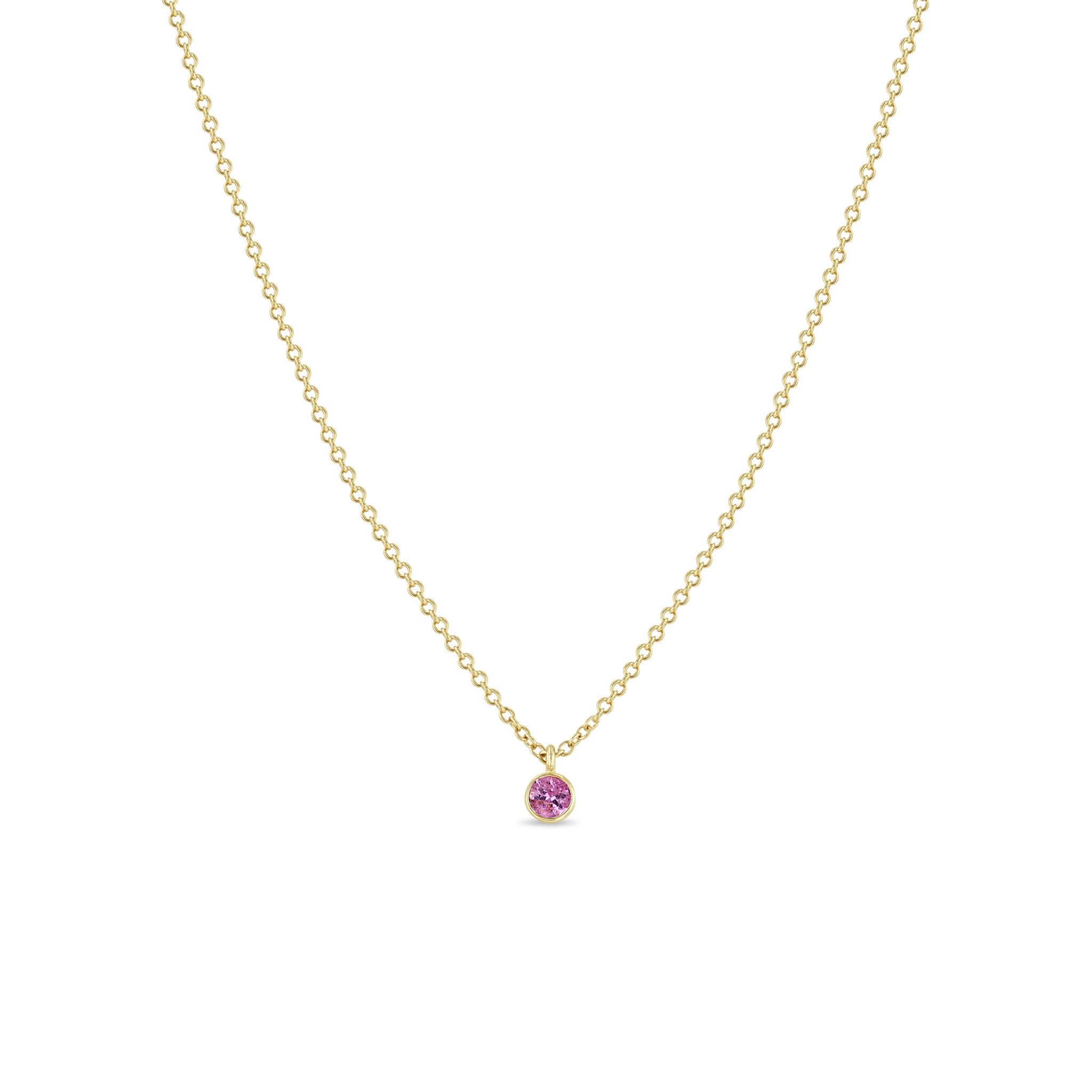 Zoë Chicco 14k Gold Single Pink Sapphire Bezel Pendant Necklace
